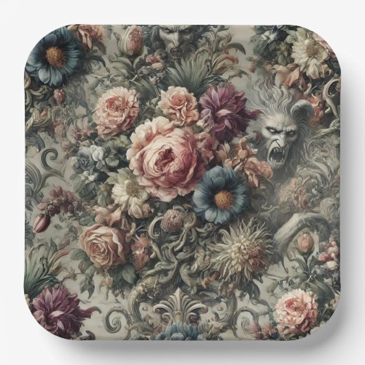 Bestie des Interstitiums – Gothic Floral Design Pappteller (Vorderseite)
