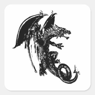 Bestie des Nacht-Drachen-Mythengeschöpfs Fantasy Quadratischer Aufkleber