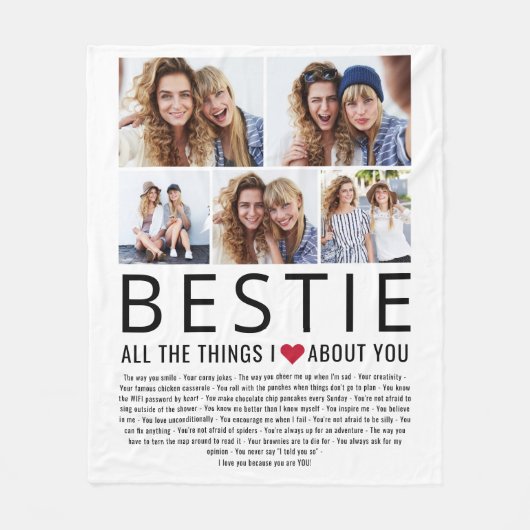Bestie Foto Collage Dinge, die wir Liebe über Sie Fleecedecke (Vorderseite)
