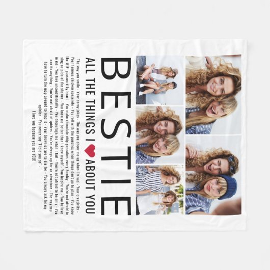 Bestie Foto Collage Dinge, die wir Liebe über Sie Fleecedecke (Vorderseite (Horizontal))
