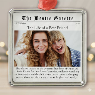 Bestie Foto Keepake Funny Newspaper Ornament Aus Metall
