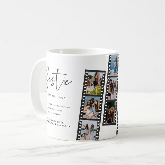 Bestie | Moderne 8-Foto Filmstreifen - Collage Kaffeetasse (Vorderseite Links)