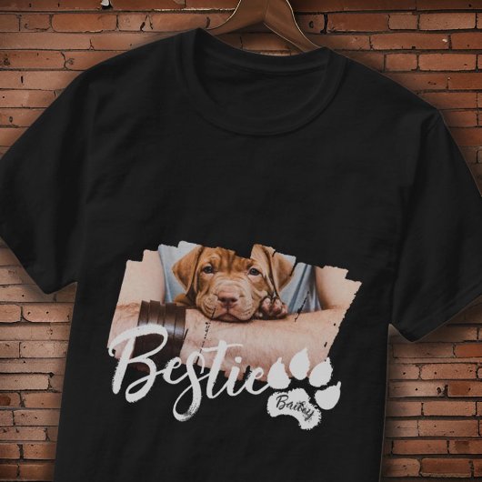 Bestie Pet's Modern Grunge Cool Name Foto Paw T-Shirt