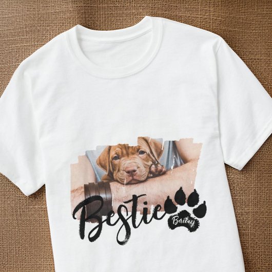 Bestie Pet's Modern Grunge Cool Name Foto Paw T-Shirt