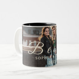 Bestie Photo Collage Mug – Custom Name & Year Zweifarbige Tasse