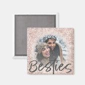Bestie Rose Gold Glitzer Sparkone Foto Magnet (Vorderseite/Rückseite)
