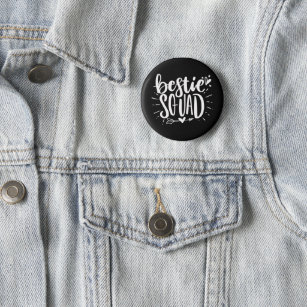 Bestie Squad BFF Best Friend Lettering Quote Tote Button