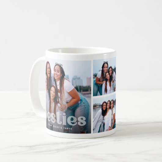 Bestie Trendy Typografie 4 Foto Keepake Kaffeetasse (Vorderseite Links)