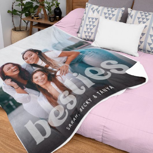 Bestie Trendy Typografy Foto Keepake Fleecedecke