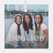 Bestie Trendy Typografy Foto Keepake Ornament Aus Glas (Vorderseite)