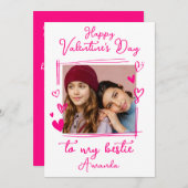 Bestie Valentinstag | Hellrosa Ein Foto Feiertagskarte (Vorne/Hinten)