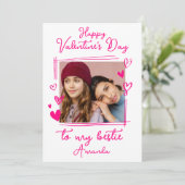 Bestie Valentinstag | Hellrosa Ein Foto Feiertagskarte (Stehend Vorderseite)