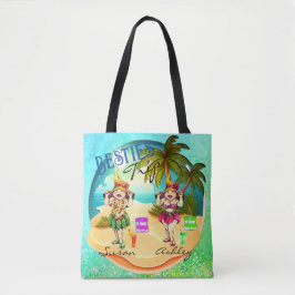 Bestienreise Sommerstrand blau personalisiert Tasche