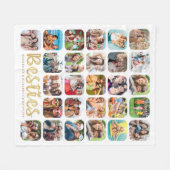 BESTIES 27 Foto Collage Personalisiert White Gold Fleecedecke (Vorderseite (Horizontal))