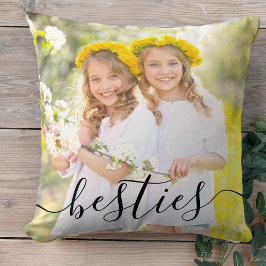Besties 2 Foto Black Script Overlay Kissen