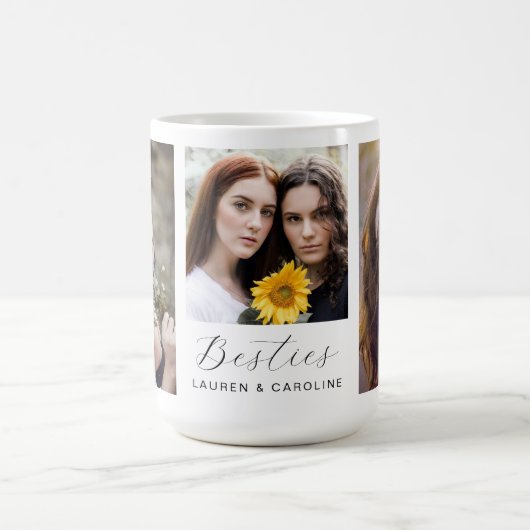 Besties 3-Foto Template Friendship Kaffeetasse (Mittel)