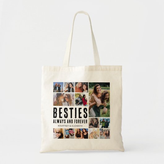 Besties Always & Forever Foto Collage Tote Bag Tragetasche (Vorne)