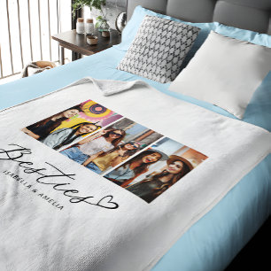 Besties BBF Foto Collage Script Herz Fleecedecke