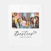 Besties BBF Foto Collage Script Herz Fleecedecke (Vorderseite)