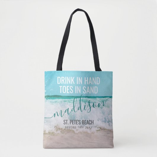 Besties Beach Trip Personalisiertes Ziel Tasche (Vorderseite)