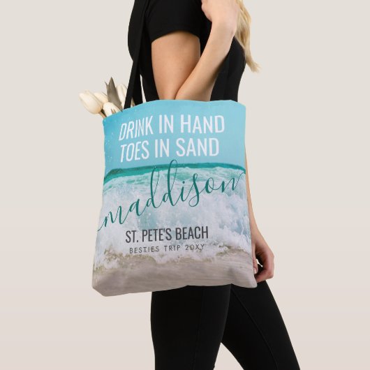 Besties Beach Trip Personalisiertes Ziel Tasche (Von Nahem)