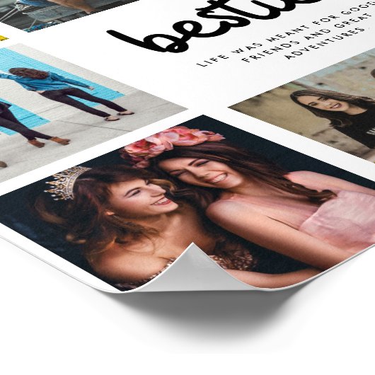 Besties Best Friend Quote Foto Collage Poster (Ecke)