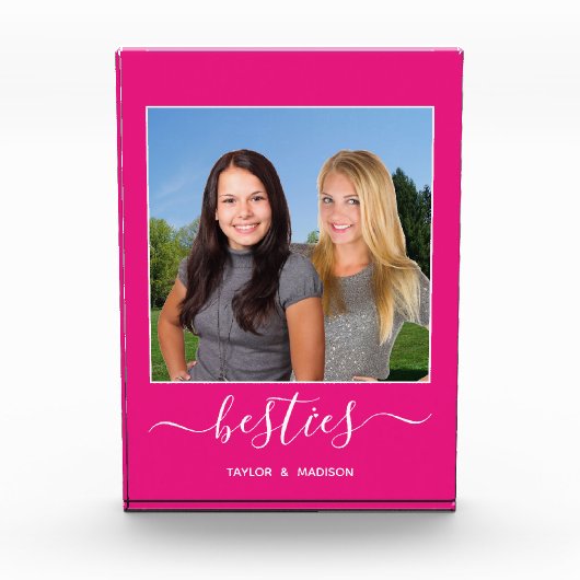 Besties Best Friends Hot Pink Script Names Foto (Vorderseite)