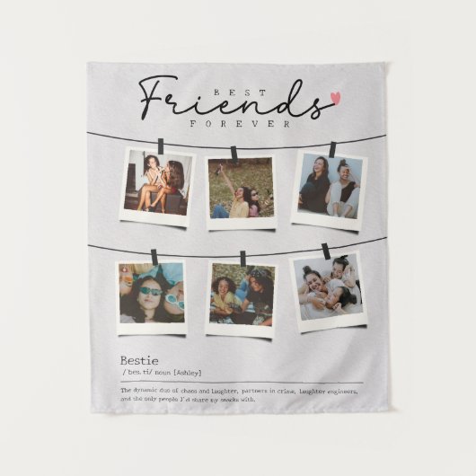 Besties Best Friends Personalized Gift Photo Wandteppich (Vorderseite)