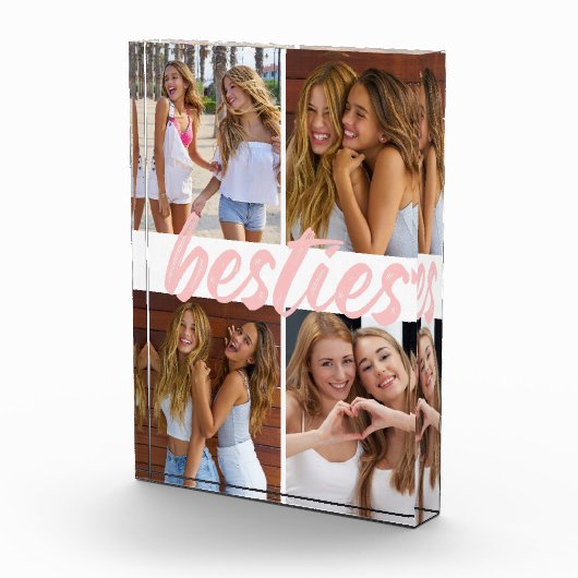 Besties Best Friends Pink Brush Script Collage Fotoblock (Rechts)