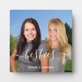 Besties Best Friends Script Overlay Names Foto Fotoplatte (Vorderseite)