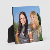 Besties Best Friends Script Overlay Names Foto Fotoplatte (Vorderseite)