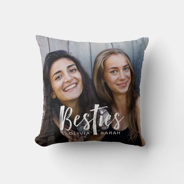 Besties | beste Freunde zwei Fotos und moderner Kissen (Vorderseite)