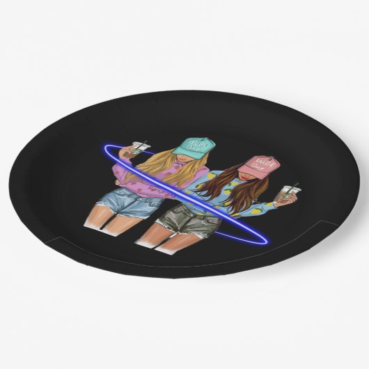 Besties BESTE FREUNDIN Herzstück Pappteller (Schrägansicht)