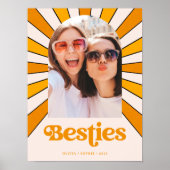 Besties | Boho Retro Sun und Foto Die besten Freun Poster (Vorne)