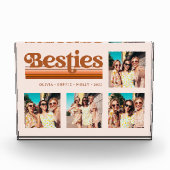 Besties | Boho Retro Terracotta Text und Streifen Fotoblock (Vorderseite)