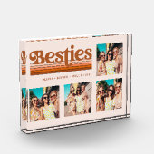 Besties | Boho Retro Terracotta Text und Streifen Fotoblock (Links)