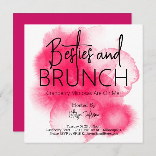 Besties & Brunch Personalisiert Einladung (Vorne/Hinten)