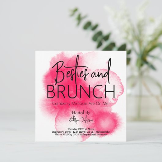 Besties & Brunch Personalisiert Einladung (Stehend Vorderseite)