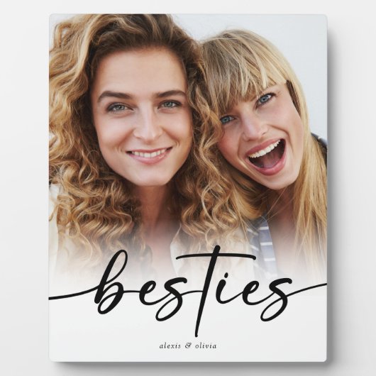 Besties Calligraphy Script Names Foto Fotoplatte (Vorderseite)