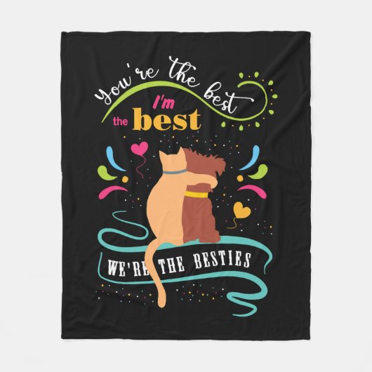 Besties Cat and Dog Funny Quote Fleecedecke (Vorderseite)