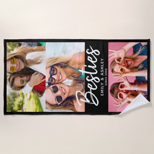 Besties Custom Foto BESTE FREUNDIN Freunde Moderne Strandtuch (Vorderseite)