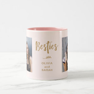 Besties Die besten Freunde Zwei Fotos und Modern Zweifarbige Tasse