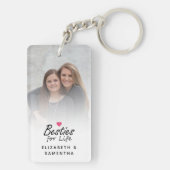 Besties for Life Chic Best Friends Foto Keepake Schlüsselanhänger (Rückseite)