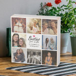 Besties for Life Script Best Friends Foto Collage Holzkisten Schild<br><div class="desc">Bewahren Sie Ihre besondere Bindung mit unserem "Besties for Life Script Best Friends Foto Collage Holzbox Sign". Dieses schöne Design zeigt das herzliche Zitat "Besties for life" in elegantem schwarzem Drehbuch, komplett mit einem kleinen heißen rosa Herzsymbol. Personalisieren Sie Ihre Namen unter dem Zitat und passen Sie eine 8-Foto-Collage zusammen...</div>