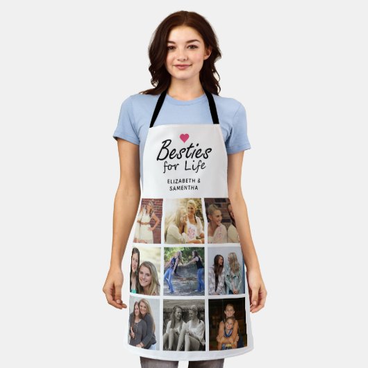 Besties for Life Script Best Friends Foto Collage Schürze (Getragen)