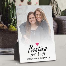 Besties for Life Script Best Friends Foto & Heart Fotoplatte