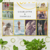 Besties Forever 16-Foto Collage mit Namen Geschirrtuch (Gefaltet)