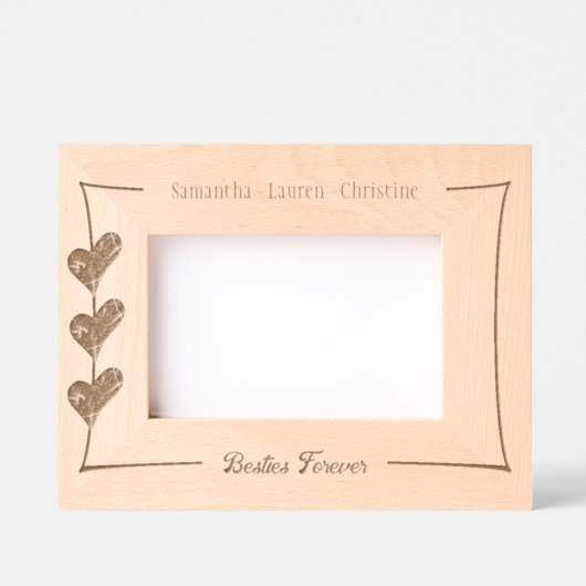 Besties Forever Best Friends Hört Individuellen Na Geätzte Rahmen (Vorderseite)