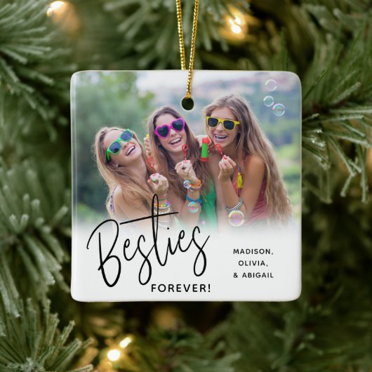 Besties Forever Best Friends Script Foto Keramikornament (Baum)