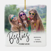 Besties Forever Best Friends Script Foto Keramikornament (Rückseite)